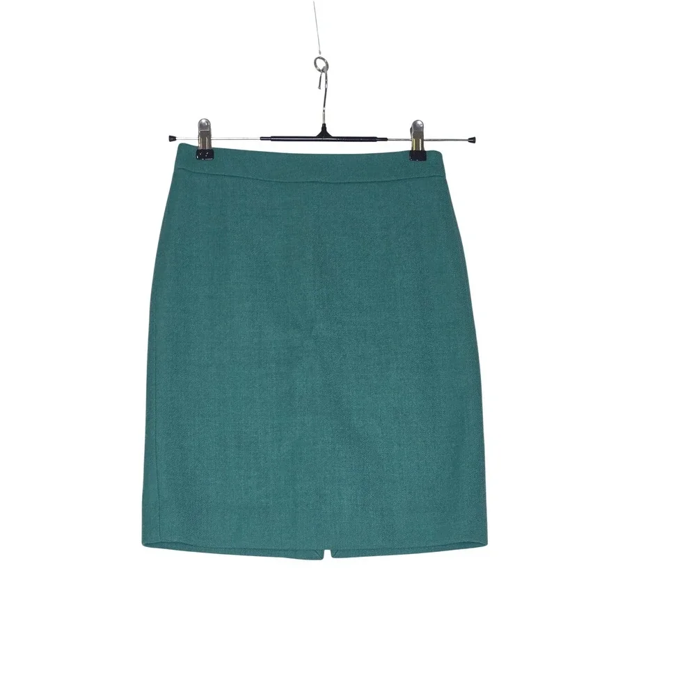 J.Crew No. 2 Pencil Skirt 100% Wool Teal Green Petite 2 Professional Office Wear